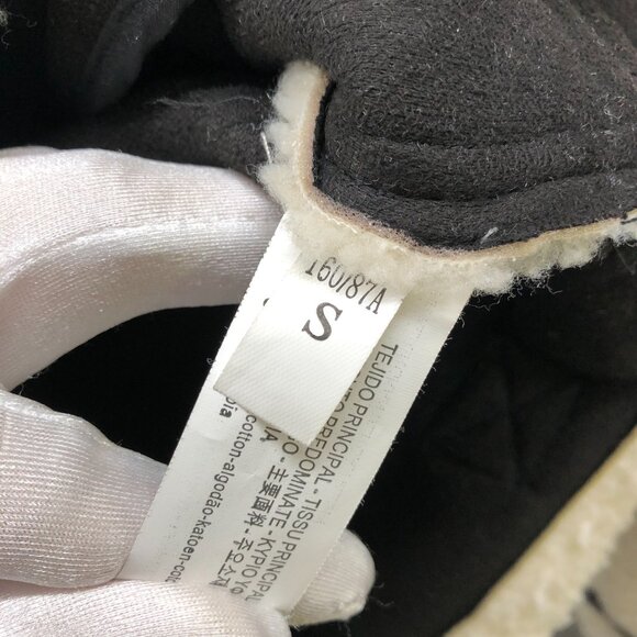 Zara Fleece Biker Jacket Womens S Ivory Faux Shearling Oversized Aviator - Picture 6 of 9